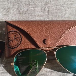 Ray Ban mirrored green/blue with brushed gold